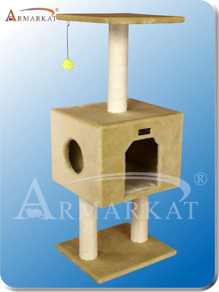 Armarkat A4201 Faux Fur Pressed Wood 3" Diameter Post Cat Tree 16" L X 14" W X 42" H - Beige