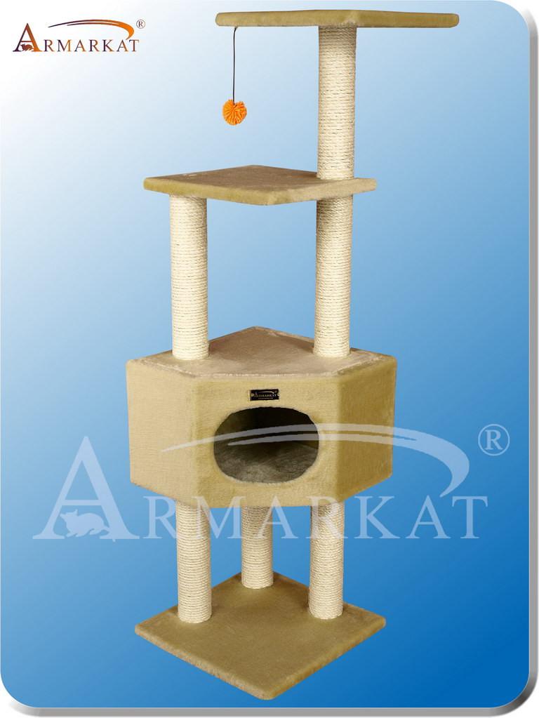 Armarkat A5201 Faux Fur Pressed Wood 3" Diameter Post Cat Tree 20" L X 20" W X 52" H - Beige