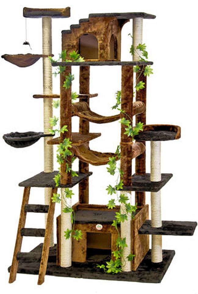 Go Pet Club Cat Tree Furniture 77 in. High - Jungle - Brown/Black