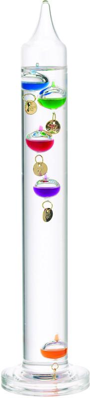 11 Inch Liquid Galileo Thermometer with Five Multi Color Floats and Gold Tags