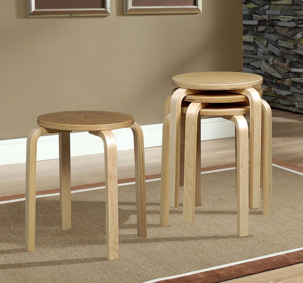 17" Bentwood Stool - Natural - 1771nat-04-as-u (4 Pack)