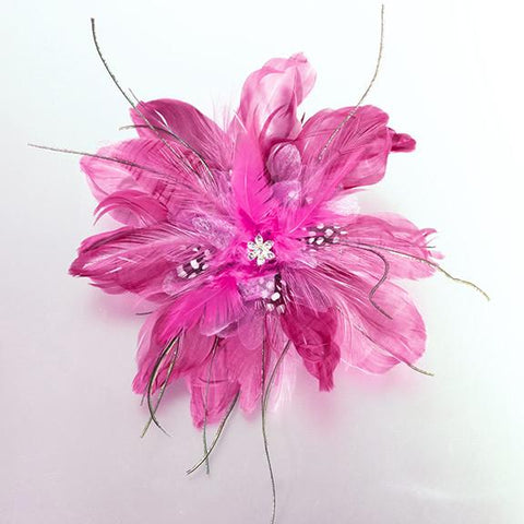 Lillian Rose JL235 HP Feather Hair Clip-Hot pink