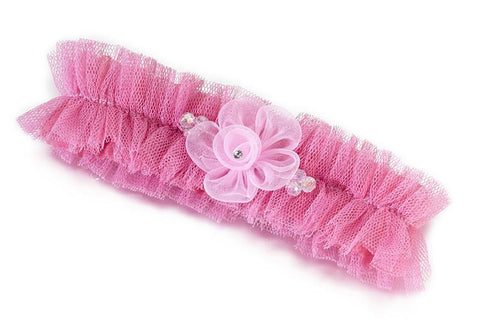 Lillian Rose LG190 PI Tulle Garter w/Flower-Pink
