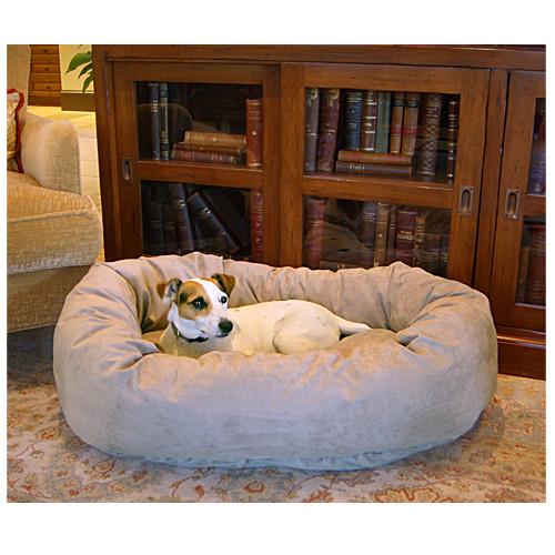 Majestic Pet 24" Bagel Dog Pet Bed Suede Stone