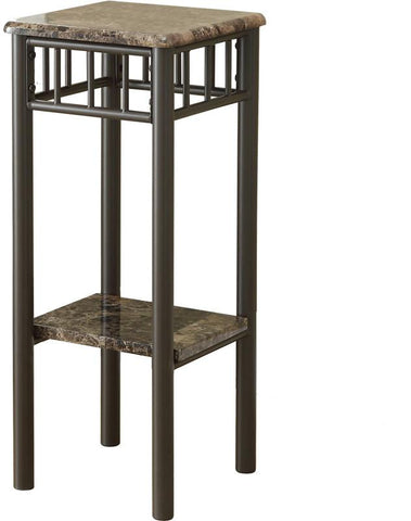 Monarch Specialties I 3044 Cappuccino Marble / Bronze Metal Plant Stand