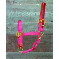 3-5 Adjustable Horse Halter With Leather Headpole - Red Yearling (1dalss Yrrd)