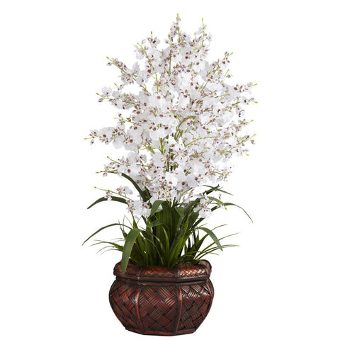 Nearly Natural 1207-WH Dancing Lady Silk Flower Arrangement