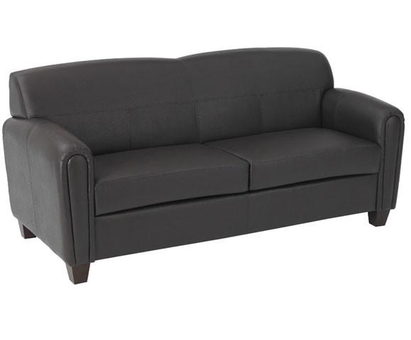 Office Star Osp Furniture Sl2573u1 Pillar - Espresso Faux Leather Sofa With Cherry Finish Legs. Shipped Assembled With Legs Unmounted. Rated For 675 L