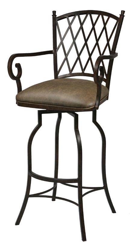Tscshops Exclusive! Tsc Furniture 30" Barstool With Arms In Autumn Rust Upholstered In Florentine Coffee
