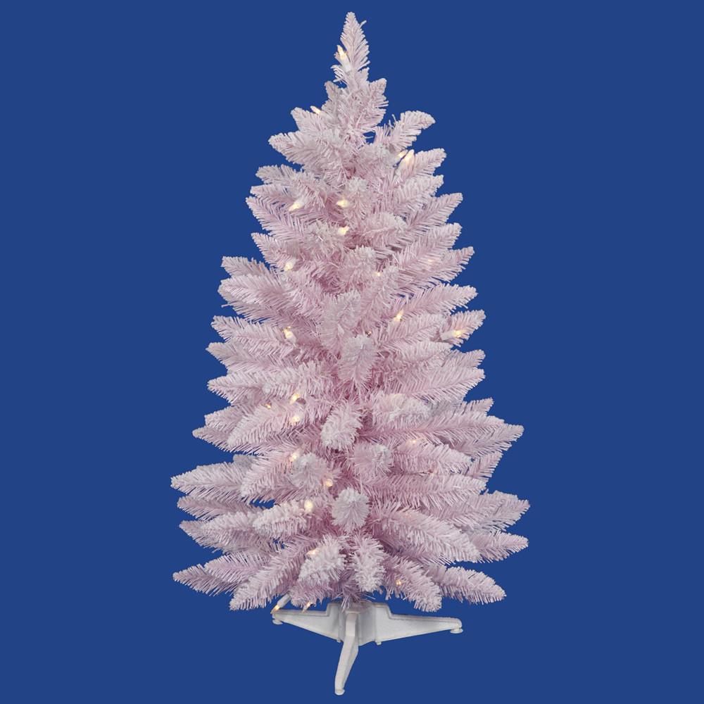 28 Vickerman A101536 Flocked Pink Spruce Flocked Pink on Pink Christmas Tree