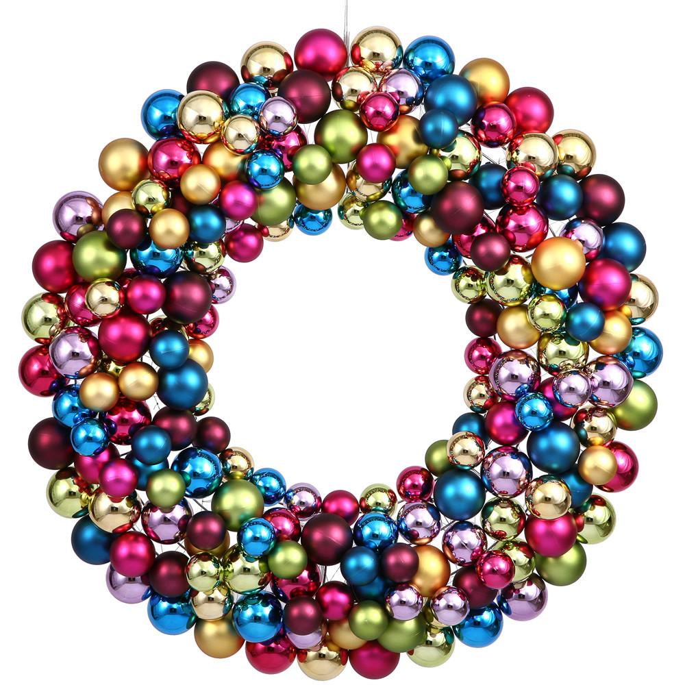 2 Vickerman N114400 Colored Ball Wreath Multicolor