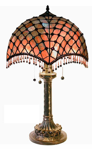 Tiffany Style Amber Beaded Table Lamp by Warehouse of Tiffany 2194 BB565