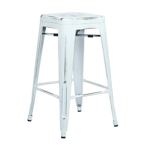 Osp Designs Brw3026a2-aw Bristow 26" Antique Metal Barstools, Antique White, 2-pack