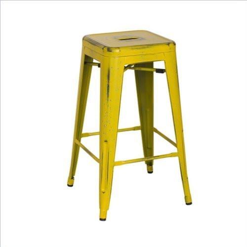 Osp Designs Brw3026a2-ay Bristow 26" Antique Metal Barstools, Antique Yellow With Blue Specks, 2-pack