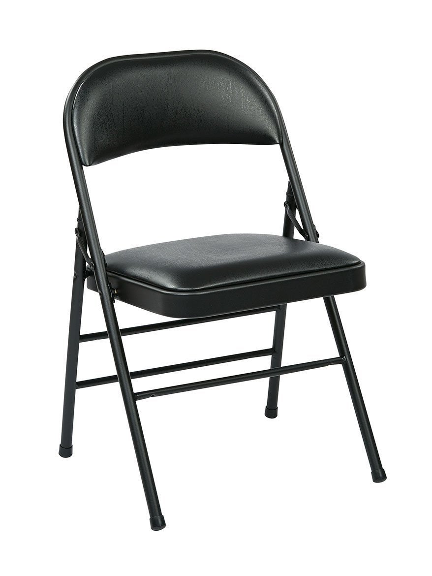 Work Smart Ff-23324v Folding Chair With Vinyl Seat And Back (black) (4-pack)