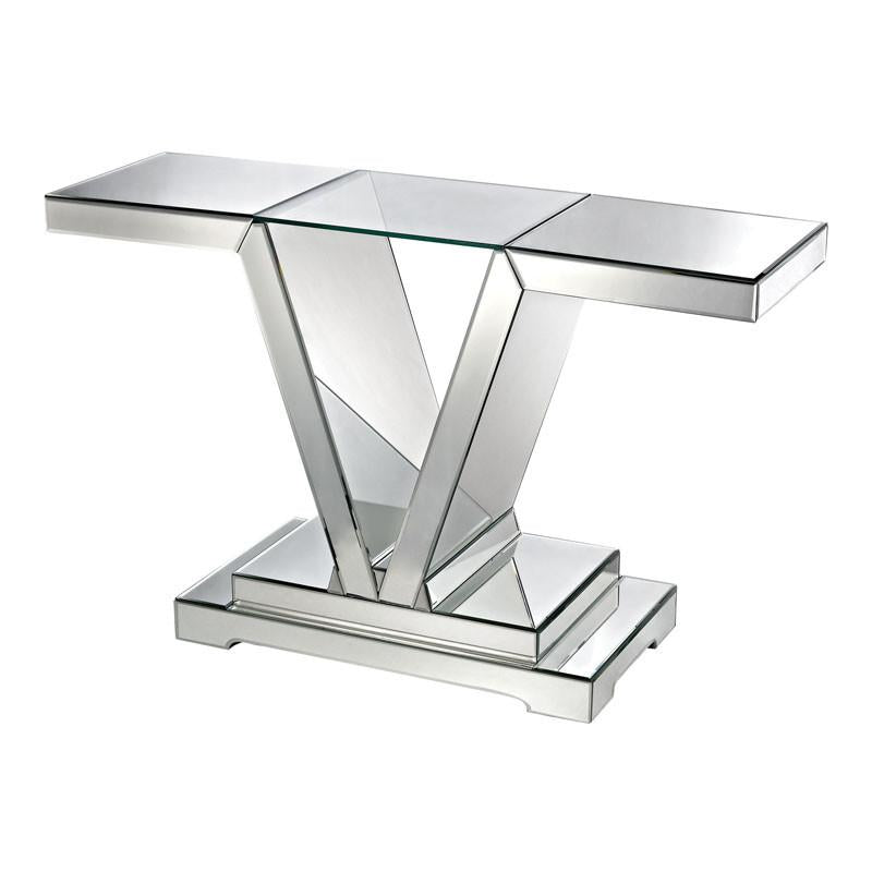 Lazy Susan 114174 Mirrored Console Table With Clear Glass Top