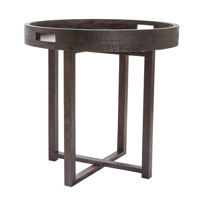 Lazy Susan 784058 Large Round Black Teak Side Table Tray