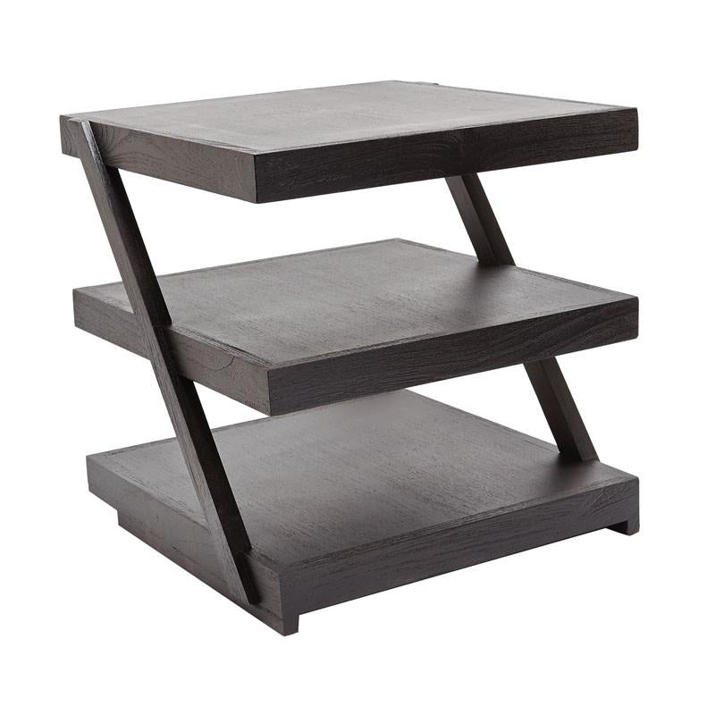 Lazy Susan 784060 Stacked Black Teak Side Table