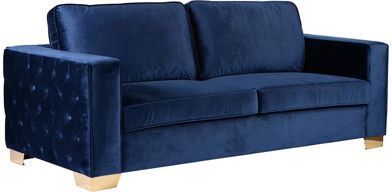 Armen Living Lcis3bl Isola Sofa In Blue Velvet With Gold Metal Legs