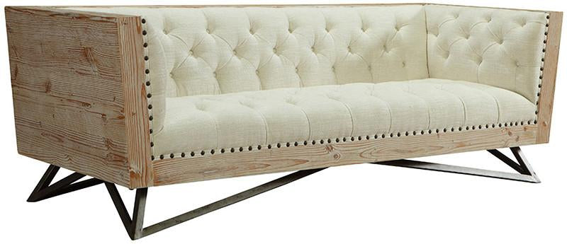 Armen Living Lcre3cr Regis Cream Sofa With Pine Frame And Gunmetal Legs