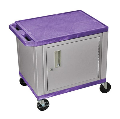 H Wilson WT26PC4E-N H.Wilson Tuffy Purple 2 Shelf AV Cart With Cabinet