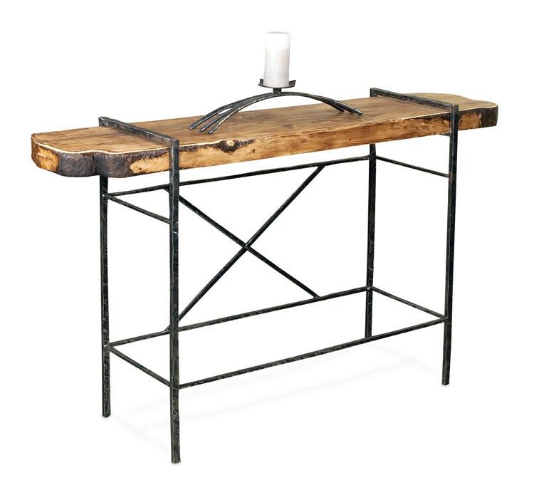 Stone County Ironworks 906-027 Studio Design Console Table (natural Hand Bark Top)