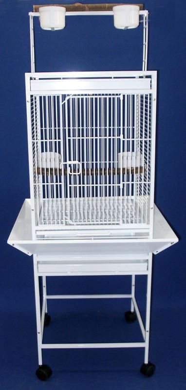 Yml Group Wi18wht Wi18 1/2" Bar Spacing Play Top Wrought Iron Parrot Cage - 18"x18" In White