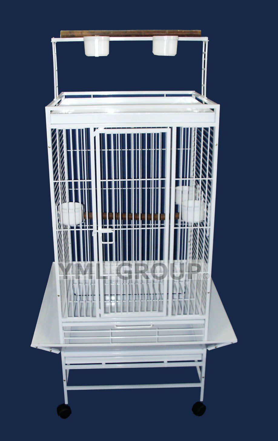 Yml Group Wi24wht Wi24 3/4" Bar Spacing Play Top Wrought Iron Parrot Cage - 24"x22" In White