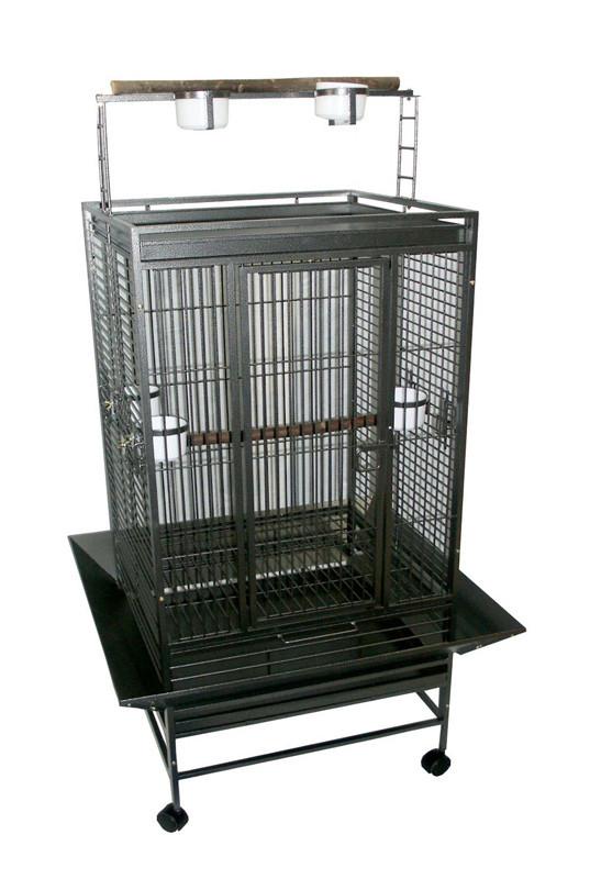 Yml Group Wi32as Wi32 3/4" Bar Spacing Play Top Wrought Iron Parrot Cage - 32"x23" In Antique Silver