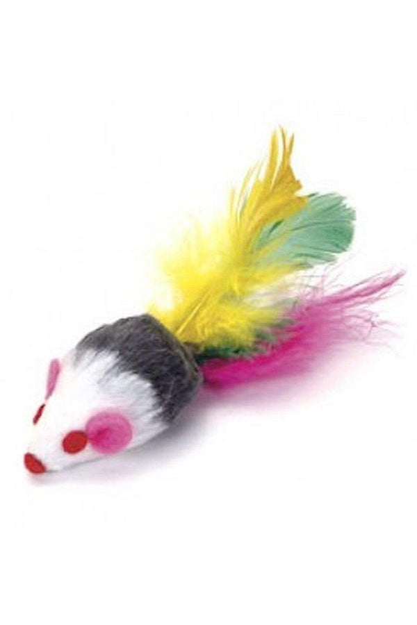 Go Cat Feather Tailed Mice 2" Cat Toy