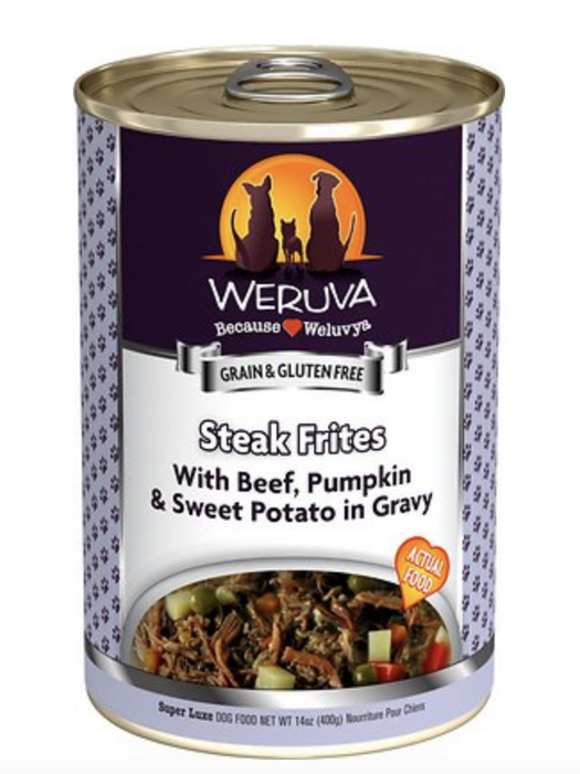 weruva dog frites steak canned wet texas