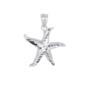 Sparkling Starfish Beach Charm Pendant and Necklace in Sterling Silver