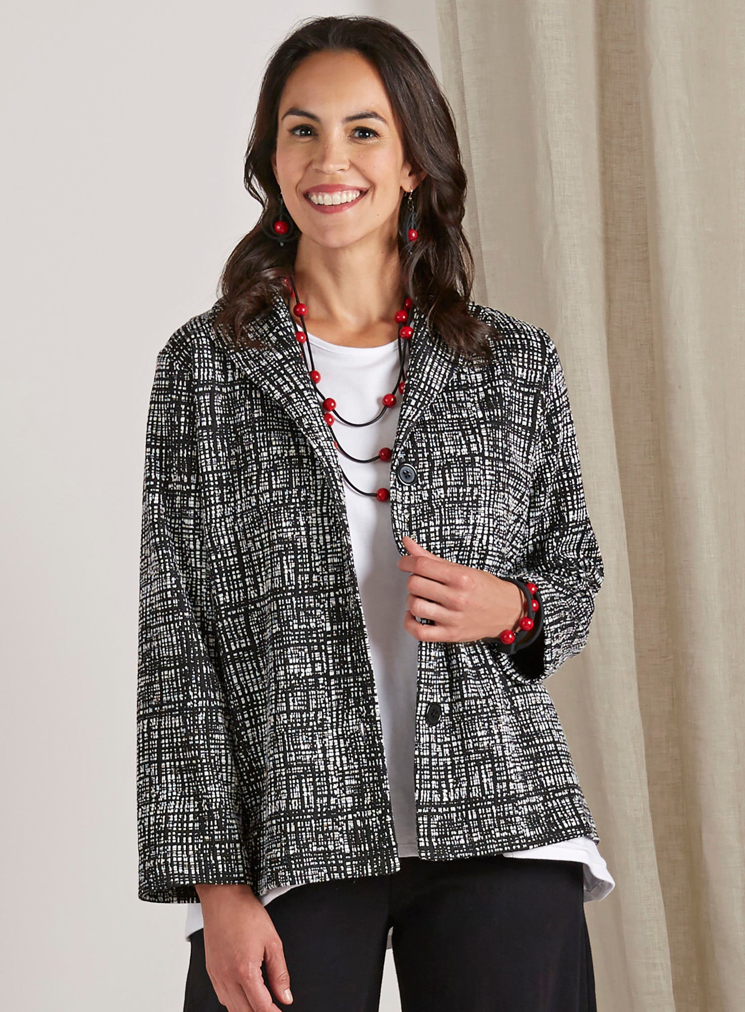 Criss-Cross Jacquard Knit Jacket | Petalura