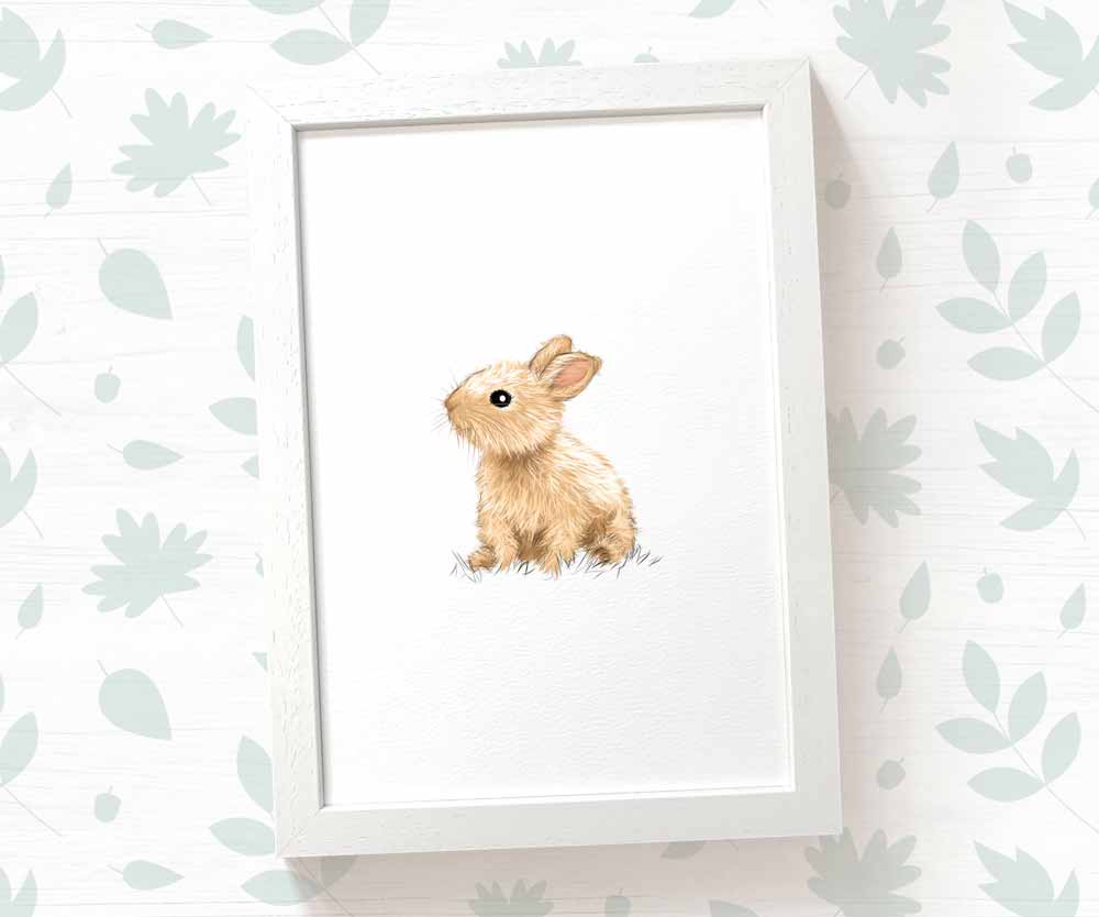 Nursery Prints Framed Bunny Rabbit Woodland Themed New Baby Room Gift Ideas Wall Art