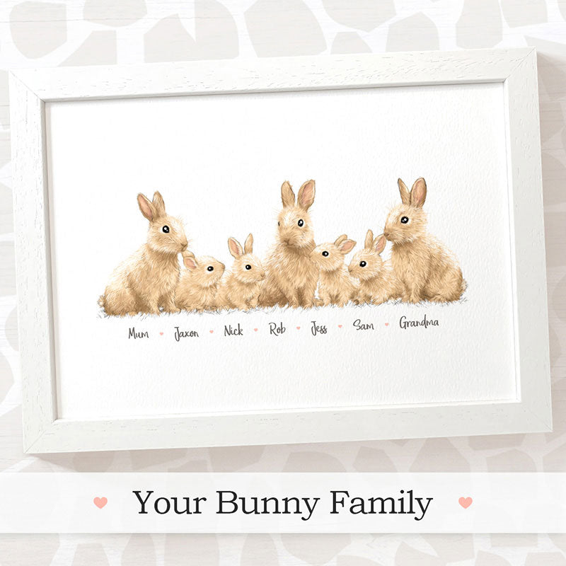 Family Portrait Rabbit Woodland Bunny New Baby First Christmas Gift Ideas A3 Names Nursery Animal Prints