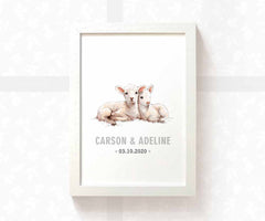 Cow Twin Baby Name Birth Date Print