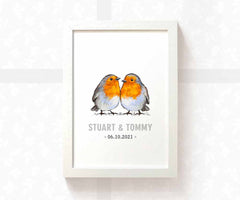 Robin Bird Twin Baby Name Print