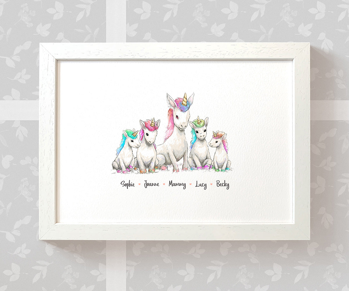 Personalised Unicorn Family Portrait with Names