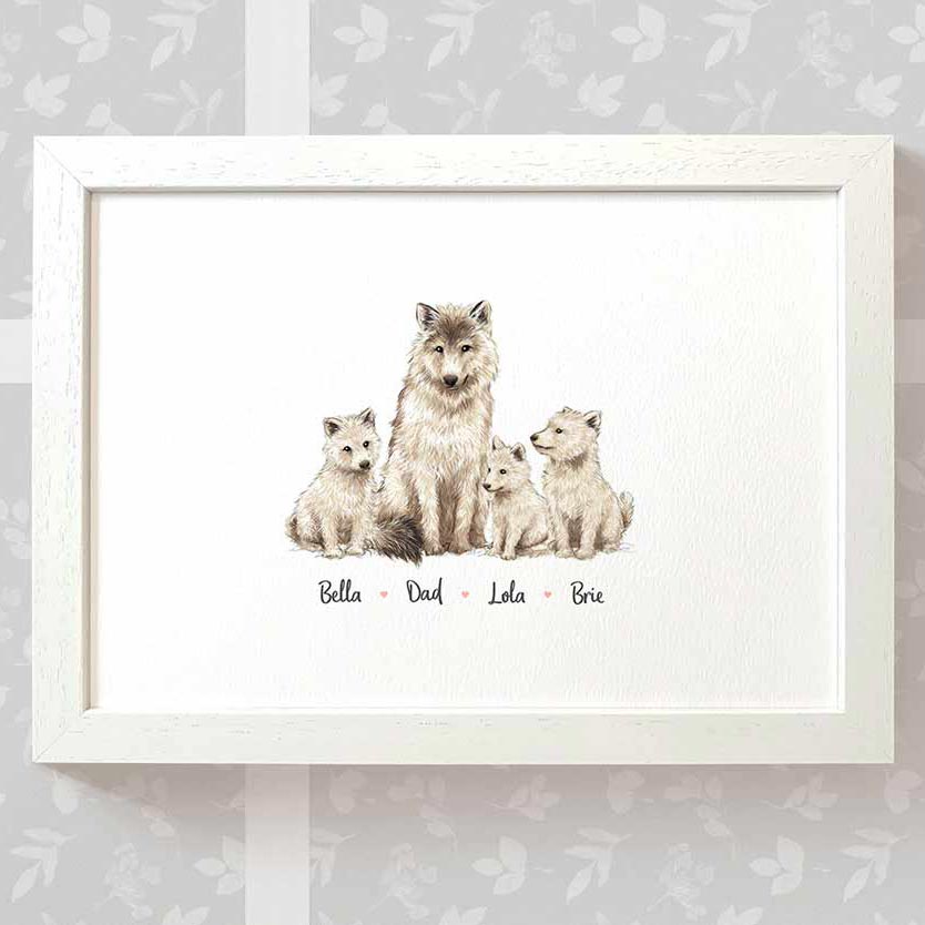 Wolf family personalised animal family names print