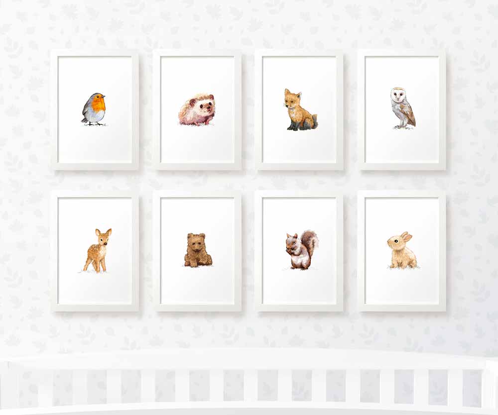 Gender Neutral Nursery Prints Woodland Animal Collage Wall Ideas
