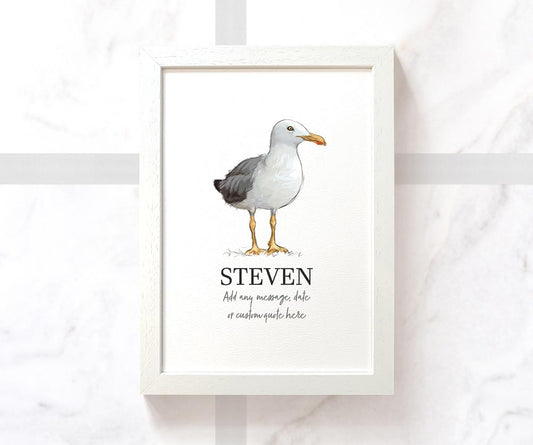 Seagull New Pet Portrait Memorial Loss Seaside Decor Birthday Christmas Gift Sign Personalised Framed Art Print