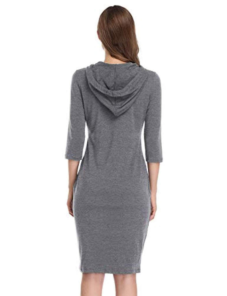 Women 3/4 Long Sleeve Stripe Pocket Knee Length Slim Sweatshirt Casual –  Dresscount