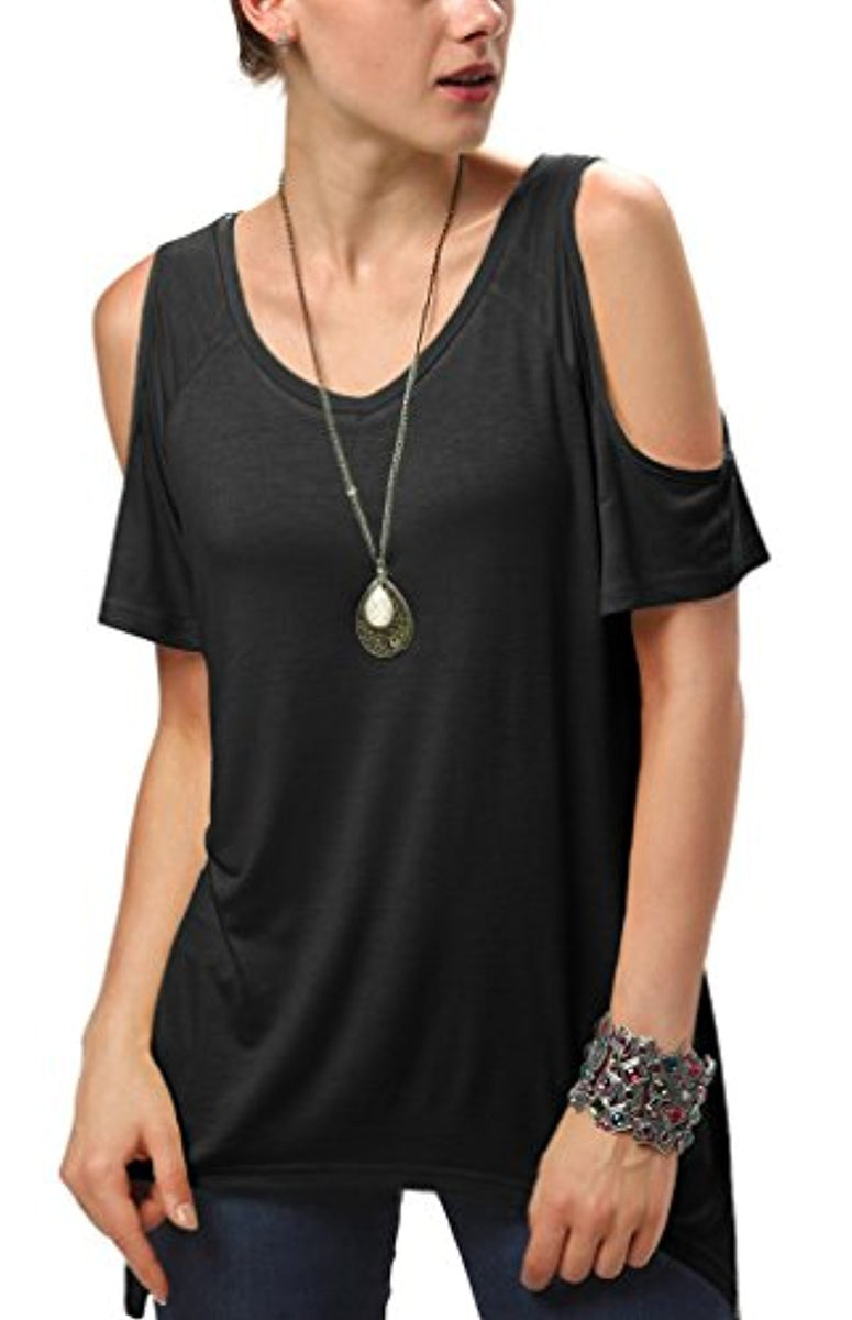 Urban CoCo Women's Vogue Shoulder Off Wide Hem Design Top Shirt ...