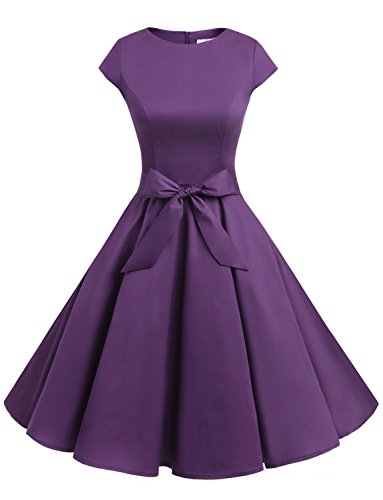 Dressystar Women Vintage 1950s Retro Rockabilly Prom Dresses Cap-sleev ...