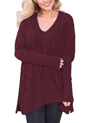 Women Casual V Neck Loose Fit Knit Sweater Pullover Top – Dresscount