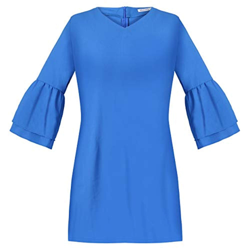 Women's Dress Sweet & Cute V-Neck Bell Sleeve Shift Dress Mini Dress –  Dresscount