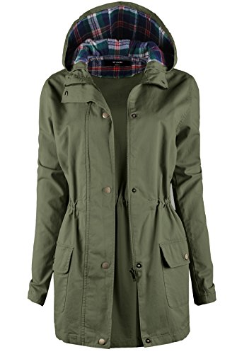 Women's Versatile Militray Anorak Parka Hoodie jackets with Drawstring ...