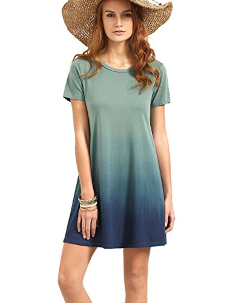 Women's Tunic Swing T-Shirt Dress Short Sleeve Tie Dye Ombre Dress –  Dresscount