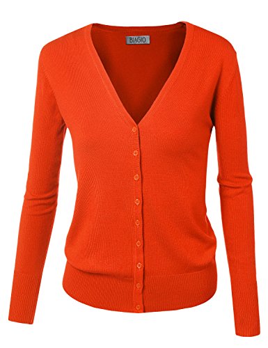 BIADANI Women Button Down Long Sleeve Basic Soft Knit Cardigan Sweater ...