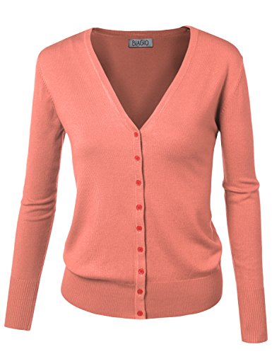 BIADANI Women Button Down Long Sleeve Basic Soft Knit Cardigan Sweater ...